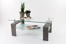 Couchtisch >126/302-30< in Klarglas, Stone - 100x60cm (BxH)