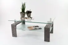 Couchtisch >126/302-30< in Klarglas, Stone -...