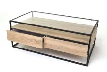 Couchtisch >2073< in Sonoma Eiche, Glas - 110x42cm...