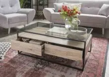 Couchtisch >2073< in Sonoma Eiche, Glas - 110x42cm...