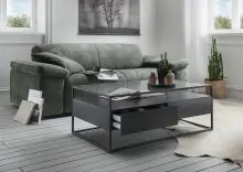Couchtisch >2073-05< in Schwarz, Glas - 110x42cm (BxH)