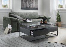 Couchtisch >2073-05< in Schwarz, Glas - 110x42cm (BxH)