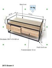 Couchtisch >2073-05< in Schwarz, Glas - 110x42cm (BxH)