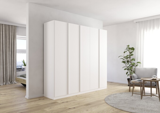 Drehtürenschrank >Modesty< in alpinweiß aus Holzwerkstoff - 226x210x54cm (BxHxT)