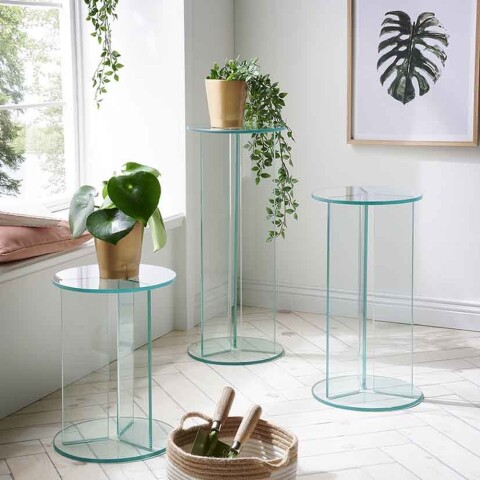 Blumentisch >4/151< in Klarglas, Glas - 30x30cm (BxH)