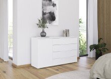 Kommode >Modesty< in alpinweiß aus Holzwerkstoff - 140x81x42cm (BxHxT)