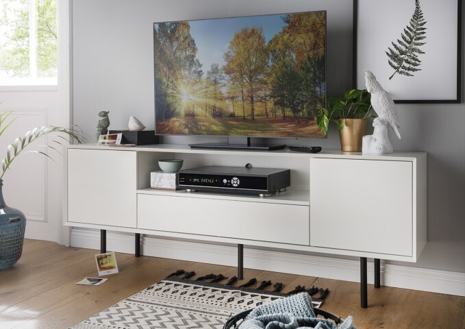 Kommode >8877-11.11< in Weiß - 34x165x60 (LxBxH)