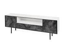 TV-Schrank >8877-11.22< in Weiß/Schiefer - 165x60x34 (BxHxT)