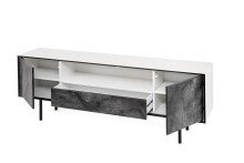 TV-Schrank >8877-11.22< in Weiß/Schiefer - 165x60x34 (BxHxT)