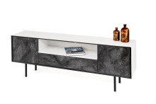 TV-Schrank >8877-11.22< in Weiß/Schiefer - 165x60x34 (BxHxT)