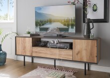 TV-Board >8877-79< in Gold Craft Oak, Schiefer - 165x60x34 (BxHxT)
