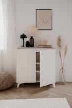 Kommode >Bertrix< in Sandstein / weiß - 88x92x40cm (BxHxT)