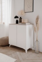 Kommode >Bertrix< in Sandstein / weiß - 88x92x40cm (BxHxT)
