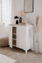 Kommode >Bertrix< in Sandstein / weiß - 88x92x40cm (BxHxT)