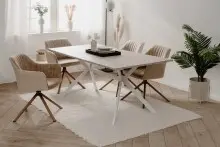 Esstisch >Onex< in Sandstein / weiß -...