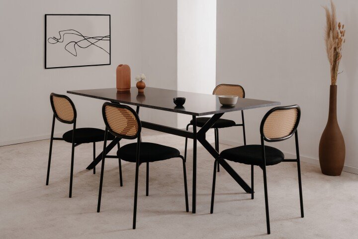 Esstisch >Onex< in Schiefer dunkel / schwarz - 180x75x90cm (BxHxT)