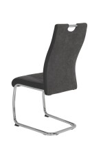 (4er Set) Freischwinger "Alvera" Webstoff Grau, Metallgestell Chrom, Lehne mit Griff