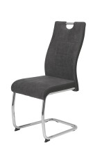 Freischwinger "Alvera" (4er Set) Webstoff Grau, Metallgestell Chrom, Lehne mit Griff