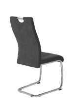 Freischwinger "Alvera" (4er Set) Webstoff Grau, Metallgestell Chrom, Lehne mit Griff