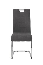 Freischwinger "Alvera" (4er Set) Webstoff Grau, Metallgestell Chrom, Lehne mit Griff