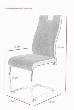 Freischwinger "Alvera" (4er Set) Webstoff Grau, Metallgestell Chrom, Lehne mit Griff