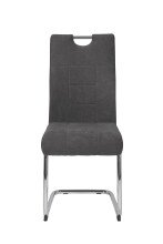 (4er Set) Freischwinger "Alvera" Webstoff Grau, Metallgestell Chrom, Lehne mit Griff