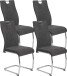 (4er Set) Freischwinger "Alvera" Webstoff Grau, Metallgestell Chrom, Lehne mit Griff