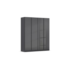 Drehtürenschrank >Modesty< in Glas basalt / grau metallic - 181x210x54 (BxHxT)