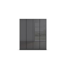 Drehtürenschrank >Modesty< in Glas basalt / grau metallic - 181x210x54 (BxHxT)