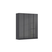 Drehtürenschrank >Monostar< in Glas basalt / grau metallic - 181x210x54 (BxHxT)