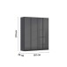 Drehtürenschrank >Modesty< in Glas basalt / grau metallic - 181x210x54 (BxHxT)