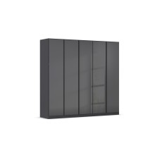 Drehtürenschrank >Monostar< in Glas basalt / grau metallic - 226x210x54 (BxHxT)