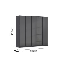 Drehtürenschrank >Monostar< in Glas basalt / grau metallic - 226x210x54 (BxHxT)