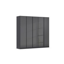 Drehtürenschrank >Modesty< in Glas basalt / grau metallic - 226x210x54 (BxHxT)