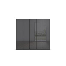 Drehtürenschrank >Modesty< in Glas basalt / grau metallic - 226x210x54 (BxHxT)