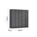 Drehtürenschrank >Modesty< in Glas basalt / grau metallic - 226x210x54 (BxHxT)