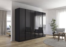 Drehtürenschrank >Modesty< in Glas basalt /...