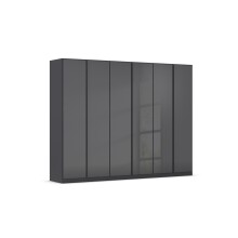 Drehtürenschrank >Modesty< in Glas basalt / grau metallic - 271x210x54 (BxHxT)