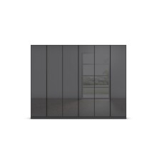 Drehtürenschrank >Modesty< in Glas basalt / grau metallic - 271x210x54 (BxHxT)