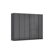 Drehtürenschrank >Modesty< in Glas basalt / grau metallic - 271x210x54 (BxHxT)
