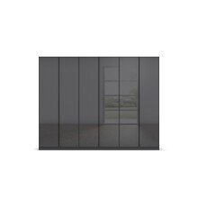 Drehtürenschrank >Modesty< in Glas basalt / grau metallic - 271x210x54 (BxHxT)