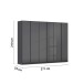 Drehtürenschrank >Modesty< in Glas basalt / grau metallic - 271x210x54 (BxHxT)