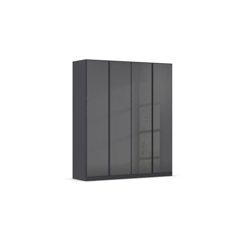 Drehtürenschrank >Modesty< in Glas basalt / grau metallic - 181x210x54 (BxHxT)