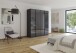 Drehtürenschrank >Modesty< in Glas basalt / grau metallic - 181x210x54 (BxHxT)