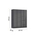 Drehtürenschrank >Modesty< in Glas basalt / grau metallic - 181x210x54 (BxHxT)