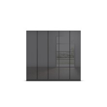 Drehtürenschrank >Monostar< in Glas basalt / grau metallic - 226x210x54 (BxHxT)