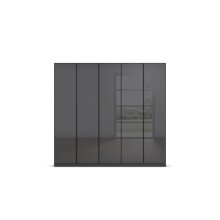 Drehtürenschrank >Modesty< in Glas basalt / grau metallic - 226x210x54 (BxHxT)