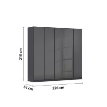 Drehtürenschrank >Modesty< in Glas basalt / grau metallic - 226x210x54 (BxHxT)