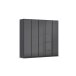 Drehtürenschrank >Modesty< in Glas basalt / grau metallic - 226x210x54 (BxHxT)