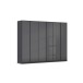 Drehtürenschrank >Modesty< in Glas basalt / grau metallic - 271x210x54 (BxHxT)